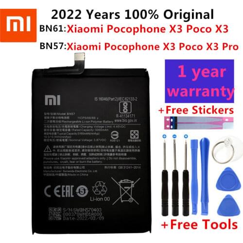 100% Original Xiao mi BN57 5060mAh Phone Battery For Xiaomi Pocophone X3 Poco X3 Pro Replacement Batteries