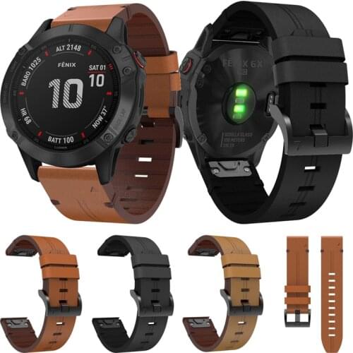 For Garmin Fenix 5X/ 6X Smart Watch Leather men business Band Watchband Strap Bracelet 26mm Quick Easy Fit Wristband Strap
