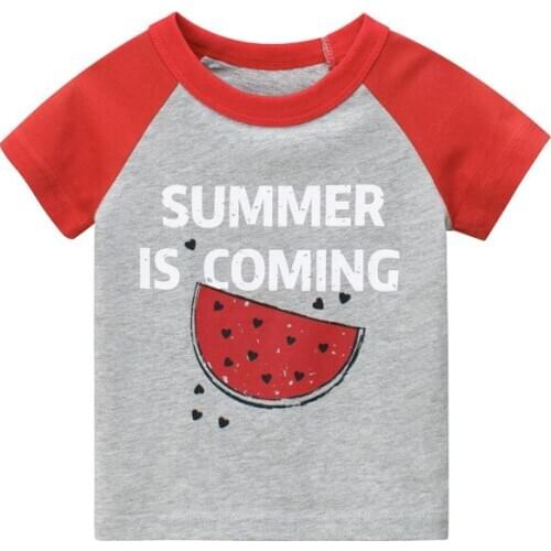 27kids watermelon Pattern Children Tops Tees Shirts Summer Kids Clothes for Boys Short Sleeve Clothing Cotton Baby Toddler