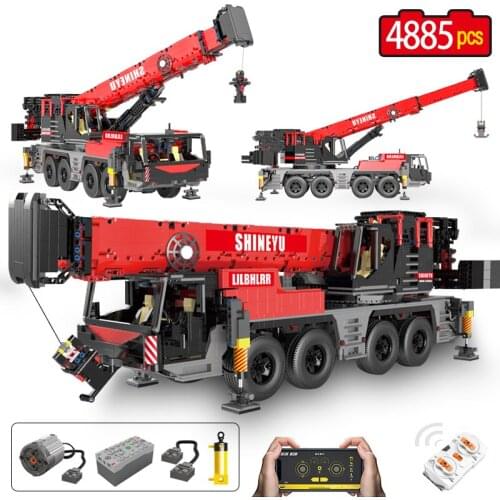 4885pcs City Technical Engineering Remote Control Crane Truck Building Blocks APP Programming RC Car Bricks Toys For Boys