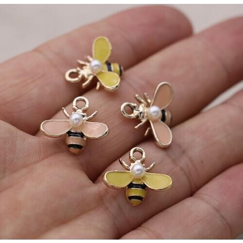 5pcs Enamel 3D Bee Charms Pendant for Jewelry Making Earrings Bracelet Necklace Accessories DIY Craft 18x16mm