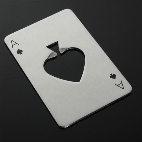 50% shipping fee 200pcs Poker Playing Card Ace of Spades Bar Tool Soda Beer Bottle Cap Opener Gift Christmas Gift
