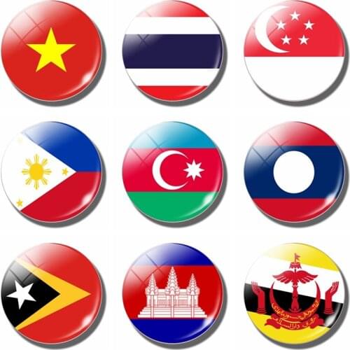 Azerbaijan Flag Refrigerator Stickers Myanmar Brunei Cambodia East Timor Laos Malaysia Philippines Singapore Thailand Vietnam
