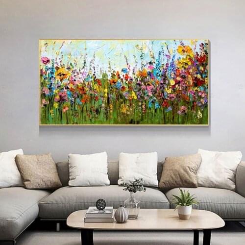 Large Wall Art Handmade Canvas Painting Hand Painted modern Thick Flower Oil Painting Cuadros home Decoracion Salon Picture art