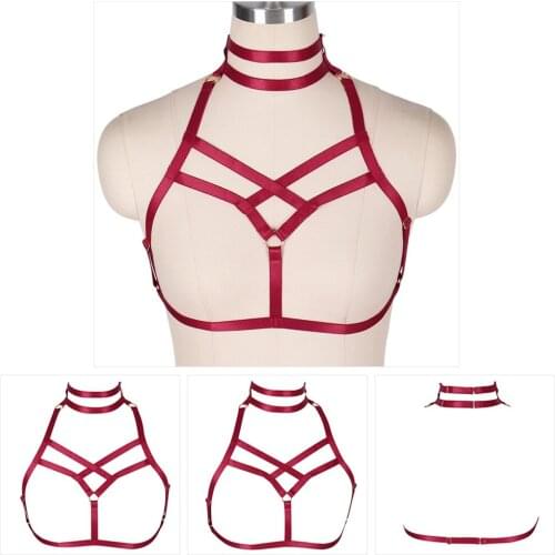 Bondage Body Harness Hollow Bra Fetish Lingerie Harness for Women Adjust Punk Goth Strap Tops Cage Festival Rave Costume