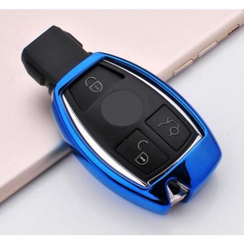 TPU Carbon Fiber Car Key Case Cover For Mercedes-Benz E260 C180 C200L Braided Rope Keyring Protector Auto Interior Accessories