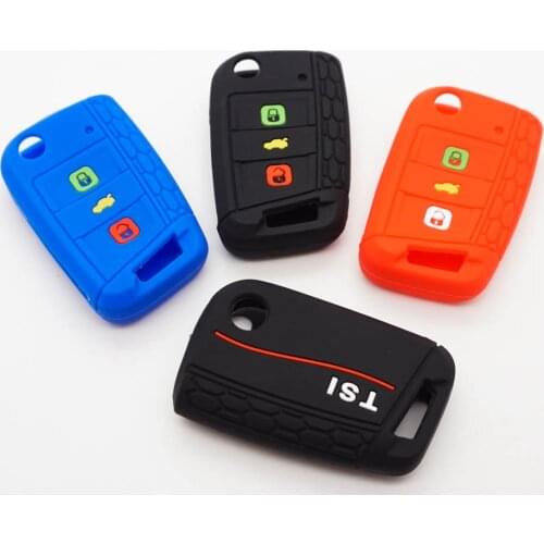 Cocolockey Silicone Car Key Cover Case Protector for Vw Polo Gol 2016 Golf 7 MK7 Bora Passat Touran Tiguan TSI Remote 3 Buttons