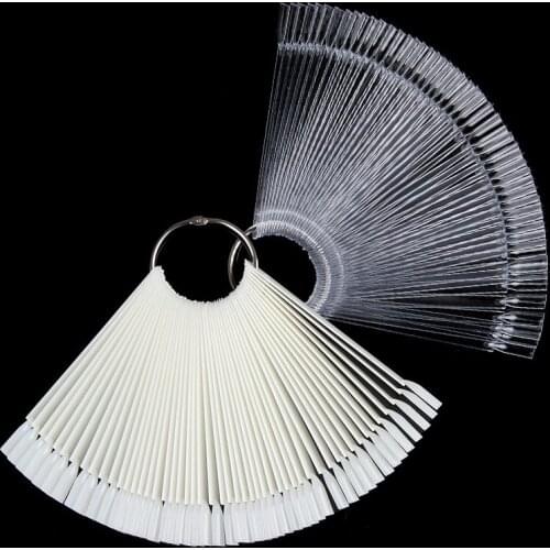 Color Card False Nail Tips Fan Transparent White Fake Nail Tips Nail Art Practice Display Design Tools