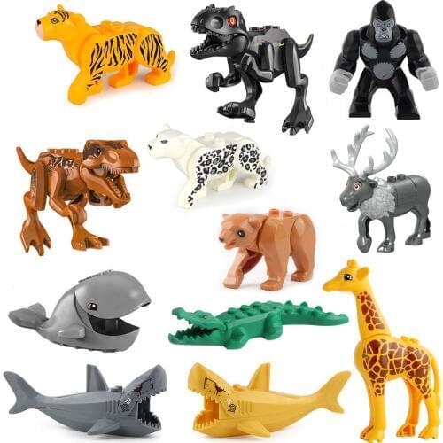 Animal Series Figures Dinosaur Dragon Whale Gorilla Horse Bear elk Tiger crocodile Building Blocks Educational Toys for Children
