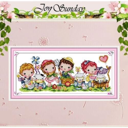 Happy Childhood Patterns Counted Cross Stitch 11 14CT Cross Stitch Set Wholesale Cartoon Cross-stitch Kit Embroidery Needlework