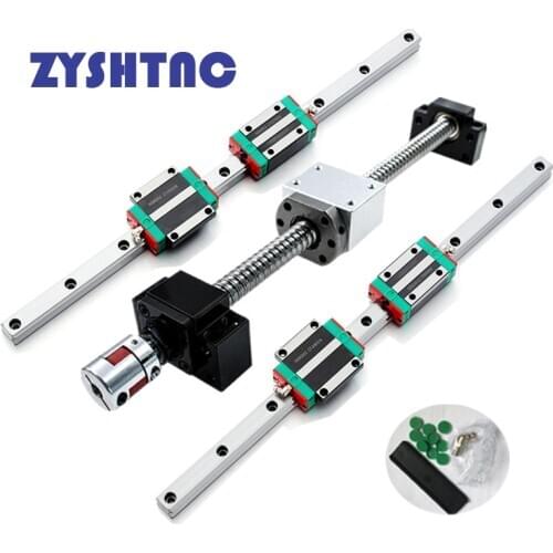 HGR20 Square Linear guides rail 2set HGR20+guide block HGH20CA+SFU1605 ball screw 5mm lead screw+ BK12BF12cnc linear actuator