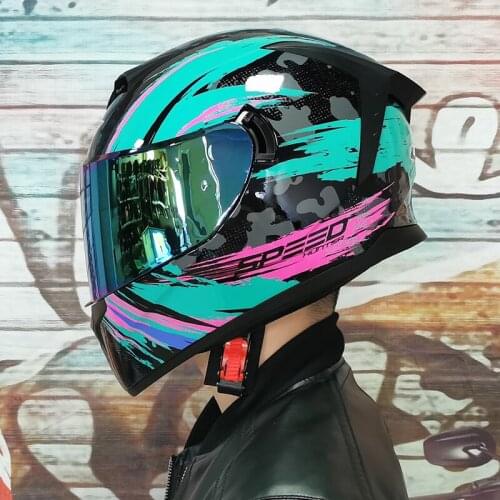 Full face motorcycle helmet with built-in sun visor DOT removable and washable lined racing motorcycle helmet