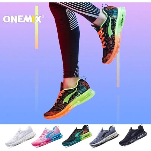 ONEMIX 2021 Air Cushion Men Running Shoes for Women Mesh Knit Trainers Sports Outdoor Travel Trail Athletic Light Sneakers