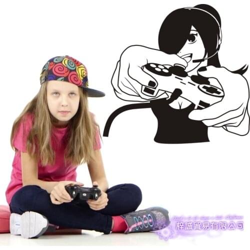 Girl Game Handle Wall Sticker Video Play Game Room Decal Gaming Gamer Vinyl Wall Decals Decor Mural Video Game Car Decal
