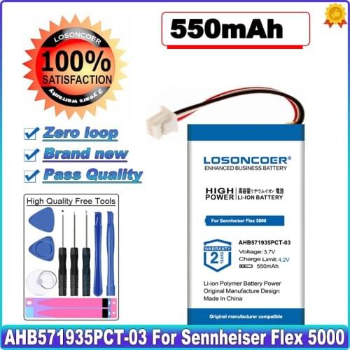 New Li-ion 550mAh BAP 800, AHB571935PCT-03 Battery For Sennheiser Flex 5000 Set 880 RS 5000 Acumulator 3-Wire Plug
