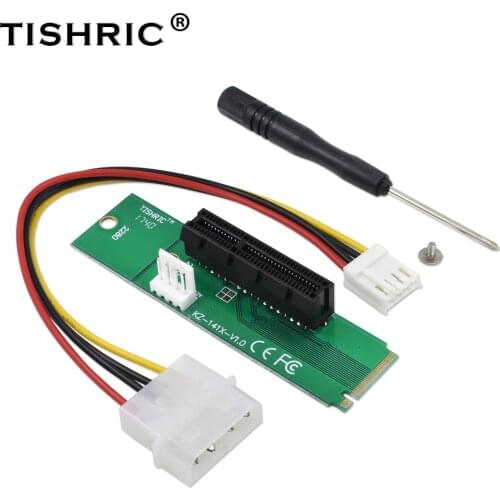 TISHRIC NGFF M2 To PCI-E 4x Riser Card Green/Red Male To Female 4x 1x Slot PCIe 1X To 16X Riser Card for Bitcoin Miner Mining