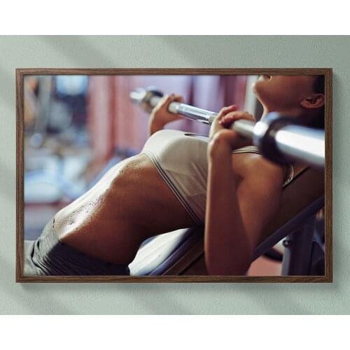 B029 Barbell Power Training Fitness Bodybuilding Women Sexy Beautiful Strong Wall Sticker Silk Fabric Poster Art Indoor Decor