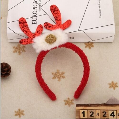 Plush Christmas Headband For Kids Adult Christmas Colorful Deer Ears Christmas Party Dea ls Santa Xmas Hair Band Clasp Headwear
