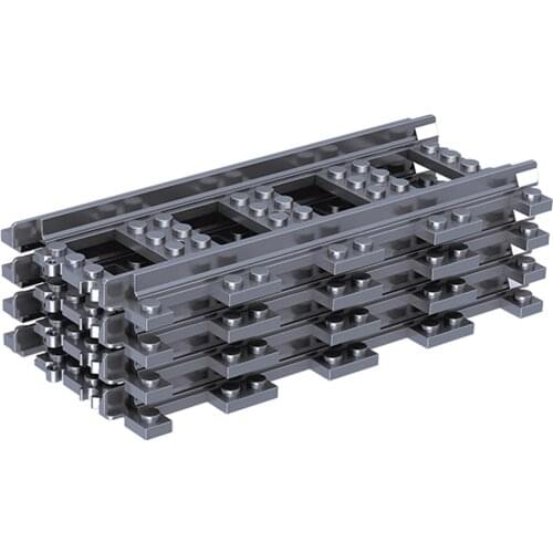 50Pcs/Lot City Trains Train Track Rail Straight Rails Building Blocks Set Bricks Model Kids Classic Toys For Children