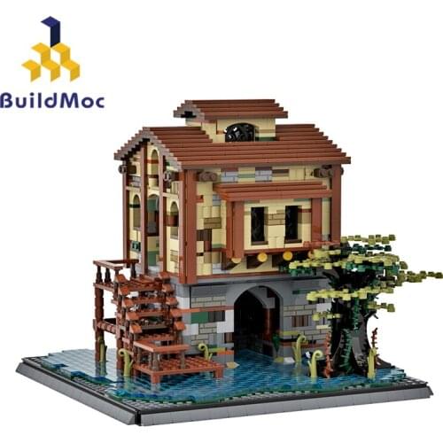 BuildMoc City Buildings Swamp Hideout Buiding Blocks MOC City House Street Model Bricks Toys For Children