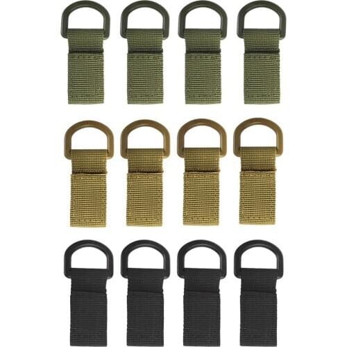 Prettyia 4x Tactical Belt Webbing D Carabiner Key Holder Hook Buckle Strap Clip