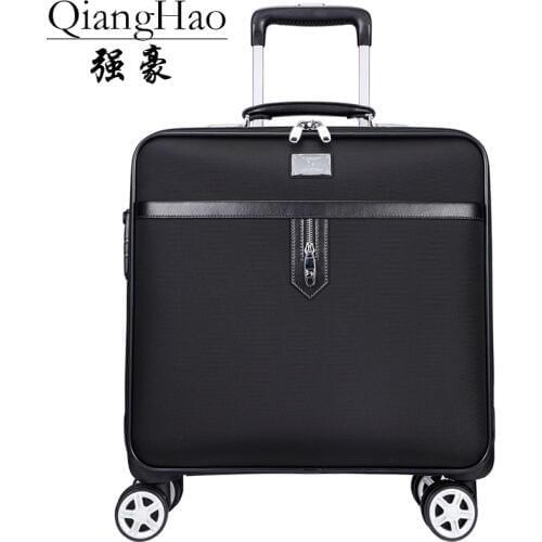 QiangHao fashion luggage series 16/20/22 inch size High quality PU Rolling Luggage Spinner brand Travel Suitcase