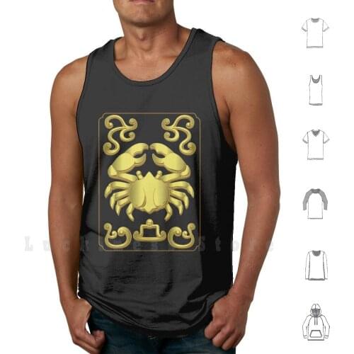 Cancer Tank Tops Vest Sleeveless Saint Seiya Caballeros Del Zodiaco Saint Seiya Zodiaco Zodiac Box Box Gold Dolden Dorado
