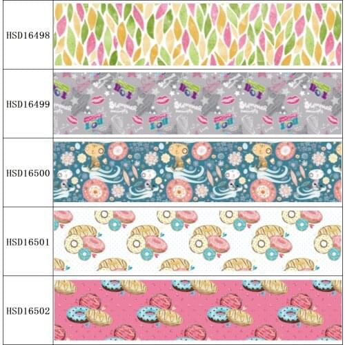 22MM 25MM 38MM 50MM 75mm Printed Pattern on Grosgrain Ribbon for diy ribbon