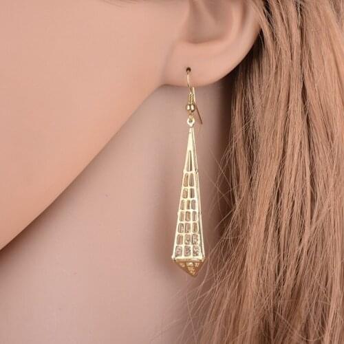 Bow hollow triangle ear hook Drop Earrings Korean jewelry alloy earrings creative Earrings