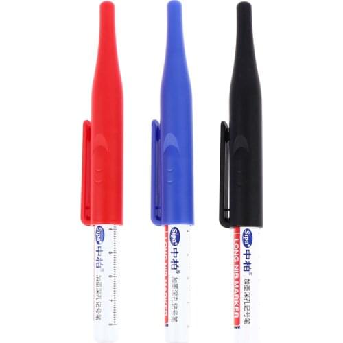 3 COLOR 30mm Deep Drill Hole Long Nib Water Resistant Marker Pens Wood Metal Marker For Bathroom