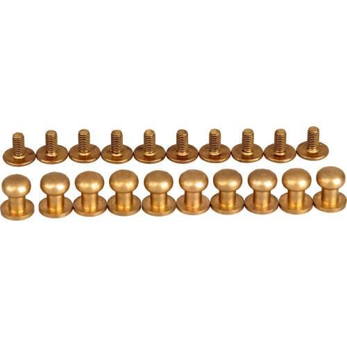 10Pcs Pure Brass Screw Button Round Head Rivet Stud Bag Snap Clasps Buckle Fastener Sewing Garment Leather Craft 5/6/7/8/9/10mm