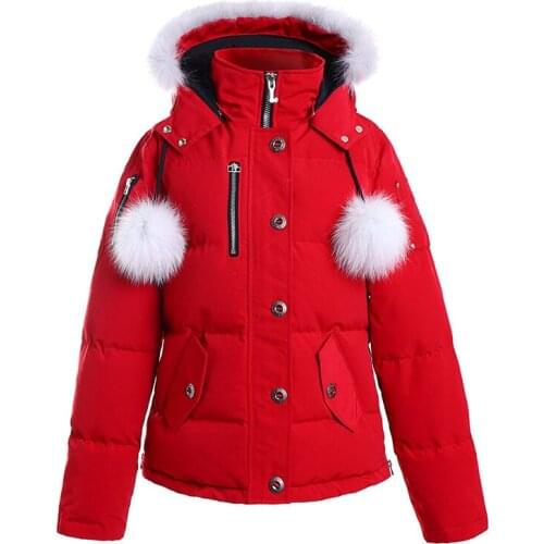 2021 new winter down jacket MOO Fur Hood Women White Duck Down Jackets Outerwear Short Full Sleeve clothes duck down Parka