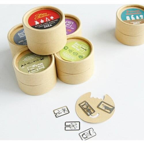 1pcs Korean Stationery Cute Little Fresh Creative Bookmarks Cartoon Mini Metal Bookmarks Boxed 20 Pieces