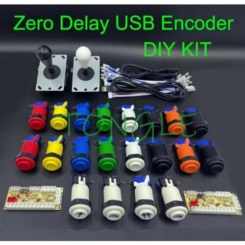 2 Player Arcade DIY Part USB Encoder To Ellipse Oval Style 5Pin Joystick + HAPP Arcade Buttons for PC MAME Raspberry Pi Windows