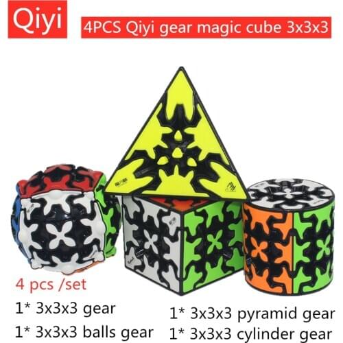2020 New cube Qiyi gear cube 4pcs 3x3x3 magic cube pyramid gear cube 4 Pcs/set Qiyi 3x3 Puzzle cubo magico Fun educational Toys