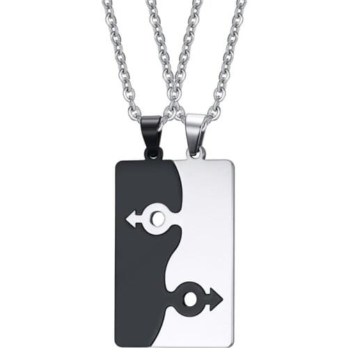 2021 LGBT Fashion Titanium Steel Material Puzzle European And American Style Suitable For Couples Charming Pendant Necklace