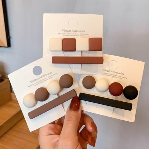 3pcs Hairpins Grils Bangs Holder Clips Girl Coffee Retro Hairband Ties Temperament Barrettes Hair Accessories Women