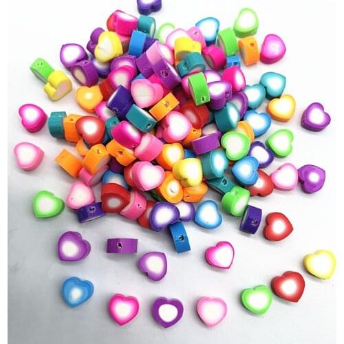30pcs10mm Loving Heart Polymer Clay Spacer Loose Beads for Jewelry Making DIY Bracelet Accessories #14