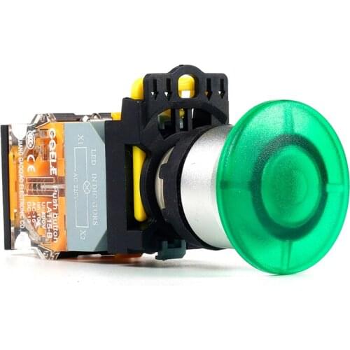 5 PCS Push button switch Mushroom button LED Latching Waterproof IP65 LA115-B2-11MD-G31