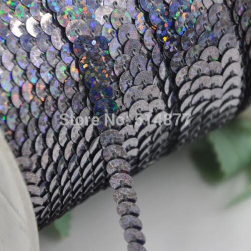 5Y Black AB Beautiful Sequins Ribbon Trim Craft Sewing Trimming New