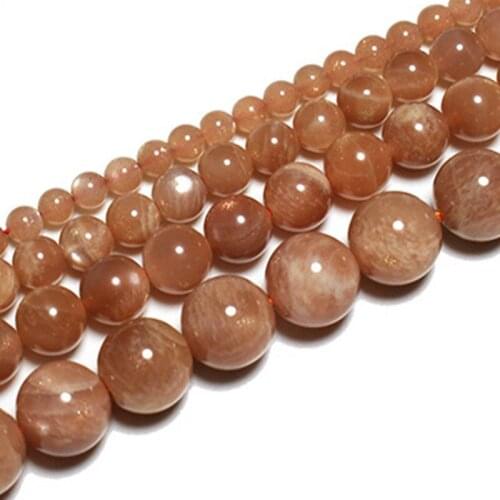 6-12mm AAA Orange Sunstone Stone Beads Natural Round Spacer Loose DIY Beads For Jewelry Making beads Accessories 15'' For Women