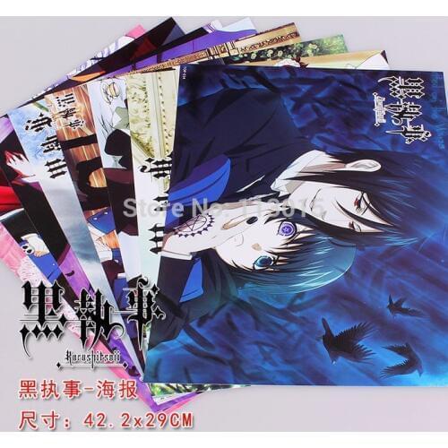 8pcs/lot Anime Poster Black Butler Posters Paintings 2 sizes 58x42CM included 8 different designs High quality Embossed