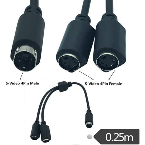 S-video1 point 2 Y Cable Adapter Splitter S-Video 1 Male to 2 Female Cable 0.25M