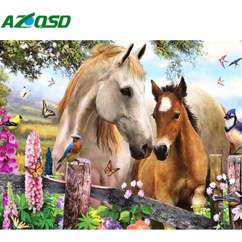 AZQSD 5d Diamond Painting Horse Animal Diamond Embroidery Sale Handmade Crafts Gift Picture Of Rhinestones Home Decor