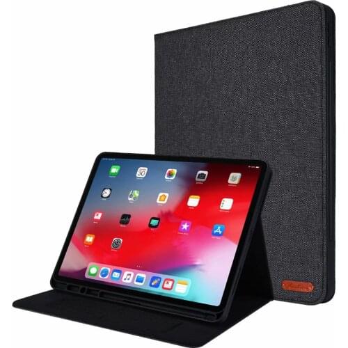 Jean Fabric Case for 2020 2021 iPad Pro 12.9 inch Soft Shockproof Cover with Pencil Slot Card Slot