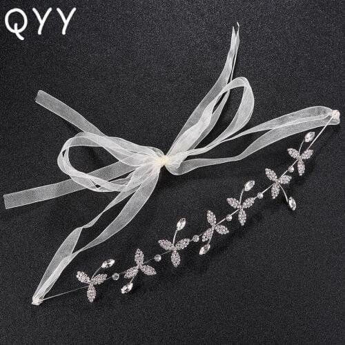 Fashion Leaves Metal Alloy Headbands Wedding Austrian Crystal Stone Tiaras and Crowns for Women Headdress Hair Jewelry