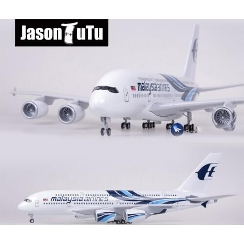 JASON TUTU 46cm Resin Diecast 1:160 Scale Malaysia Airbus A380 Plane Model Airplane Model Aircraft with Light & Wheel Planes
