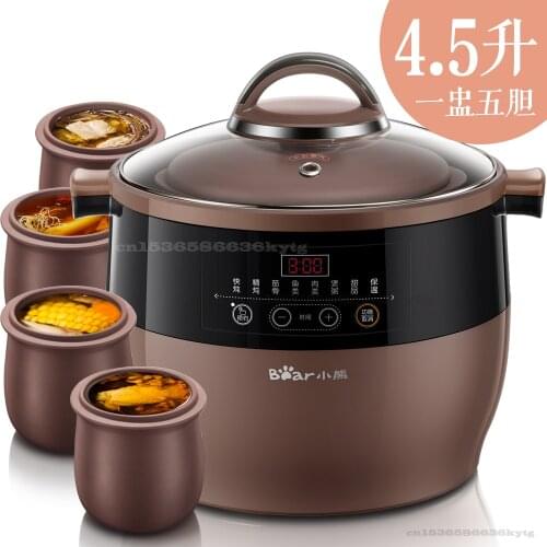 Purple Sand Electric Stew Pot Home 4.5L Smart Appointment Health One Pot with Five Inner Bladder Multifunction Electric Stew Pot