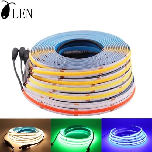 High Density COB Led Flexible Strip Light Dimmable Lights White/Natural White/Yellow/Warm White/Red/Blue/Green IP30 DC12/24V