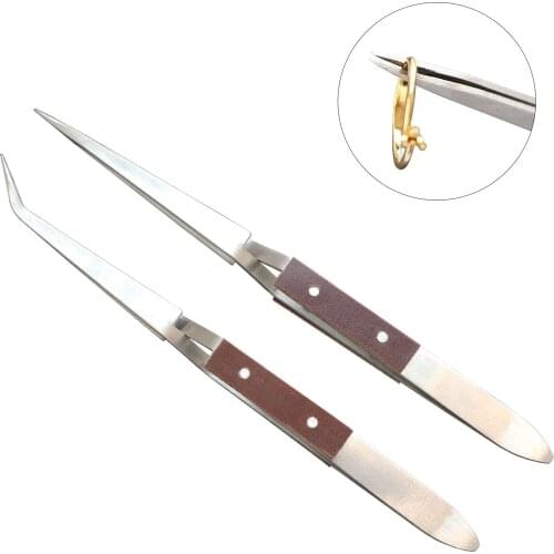 Curved Tip Straight Tip Tweezers Bending Nozzle Welding Straight Mouth Rebound Clip 8-Shaped Gourd Clip Table Sharp Nose Anti